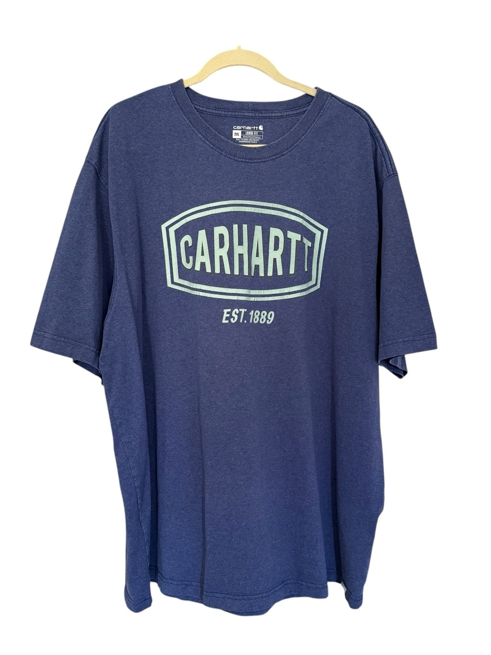 Carhartt Mens 2XL Loose Fit Graphic Blue T-Shirt 105185 H53 Outdoor Workwear